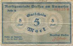 Diessen - Marktgemeinde - 23.4.1919 - 1.5.1920 - 5 Mark