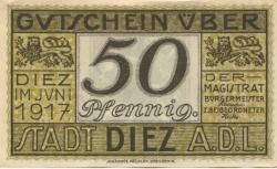 Diez - Stadt - Juni 1917 - 31.12.1918 - 50 Pfennig