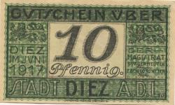Diez - Stadt - Juni 1917 - 31.12.1919 - 10 Pfennig