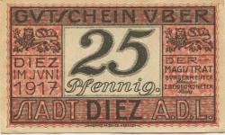 Diez - Stadt - Juni 1917 - 31.12.1919 - 25 Pfennig 