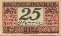 Diez - Stadt - Juni 1917 - 31.12.1919 - 25 Pfennig