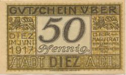 Diez - Stadt - Juni 1917 - 31.12.1919 - 50 Pfennig