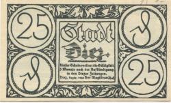 Diez - Stadt - Dezember 1920 - 25 Pfennig