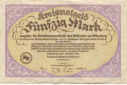 Dillenburg - Dillkreis - 1.10.1922 - 50 Mark 