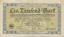 Dillenburg - Dillkreis - 1.10.1922 - 1000 Mark