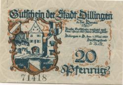 Dillingen - Stadt - 1.5.1920 - 1.9.1921 - 20 Pfennig