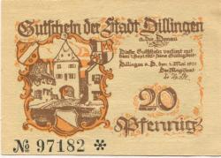 Dillingen - Stadt - 1.5.1920 - 1.9.1921 - 20 Pfennig