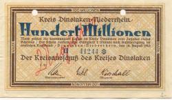 Dinslaken - Kreis - 18.8.1923 - 100 Millionen Mark