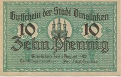 Dinslaken - Stadt - 1.8.1920 - 10 Pfennig