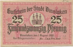 Dinslaken - Stadt - 1.8.1920 - 25 Pfennig
