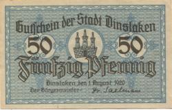 Dinslaken - Stadt - 1.8.1920 - 50 Pfennig