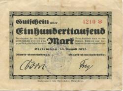 Dirlewang - Marktgemeinde - 10.8.1923 - 100000 Mark