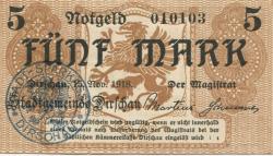 Dirschau (heute: PL-Tczew) - Stadt - 15.11.1918 - 5 Mark