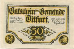 Ditfurt - Gemeinde - 1.7.1921 - 50 Pfennig