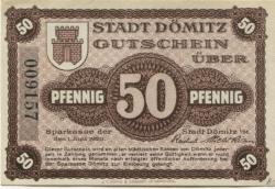 Dömitz - Sparkasse der Stadt - 1.6.1920 - 50 Pfennig