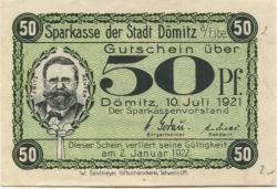 Dömitz - Sparkasse der Stadt - 1.7.1921 - 2.1.1922 - 50 Pfennig