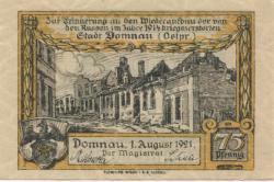Domnau (heute: R-Domnowo) - 1.8.1921 - 75 Pfennig 