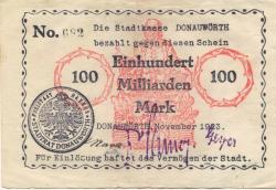 Donauwörth - Stadt - November 1923 - 100 Milliarden Mark