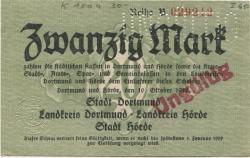 Dortmund und Hörde - Städte und Kreise - 10.10.1918 - 1.2.1919 - 5 Mark