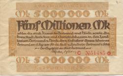 Dortmund und Hörde - Städte und Kreise - 15.8.1923 - 5 Millionen Mark
