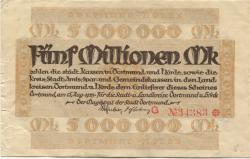 Dortmund und Hörde - Städte und Kreise - 15.8.1923 - 5 Millionen Mark