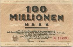 Dortmund und Hörde - Städte und Kreise - 24.9.1923 - 100 Millionen Mark
