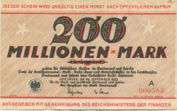 Dortmund und Hörde - Städte und Kreise - 24.9.1923 - 200 Millionen Mark 
