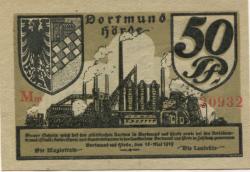 Dortmund und Hörde - Städte und Kreise - 15.5.1919 - 50 Pfennig