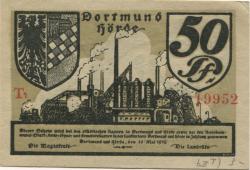 Dortmund und Hörde - Städte und Kreise - 15.5.1919 - 50 Pfennig