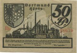 Dortmund und Hörde - Städte und Kreise - 15.5.1919 - 50 Pfennig