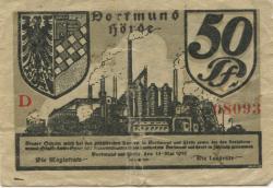 Dortmund und Hörde - Städte und Kreise - 15.5.1919 - 50 Pfennig
