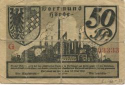 Dortmund und Hörde - Städte und Kreise - 15.5.1919 - 50 Pfennig