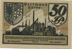 Dortmund und Hörde - Städte und Kreise - 15.5.1919 - 50 Pfennig