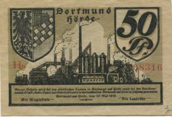 Dortmund und Hörde - Städte und Kreise - 15.5.1919 - 50 Pfennig