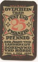 Dortmund und Hörde - Städte und Kreise - 1.7.1920 - 25 Pfennig