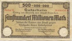 Dresden - Stadt - 12.9.1923 - 500 Millionen Mark
