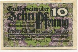 Dresden-Altstadt - Amtshauptmannschaft - - 30.6.1920 - 10 Pfennig 