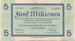 Dresden-Neustadt - Amtshauptmannschaft - 25.8.1923 - 5 Millionen Mark 