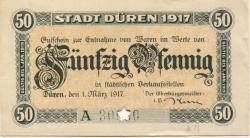 Düren - Stadt - 1.3.1917 - 50 Pfennig