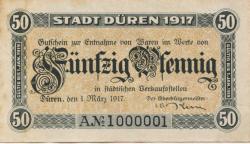Düren - Stadt - 1.3.1917 - 50 Pfennig