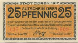 Düren - Stadt - 1.6.1917 - 25 Pfennig 