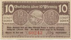 Düren - Stadt - 20.7.1919 - 1.1.1920 - 10 Pfennig