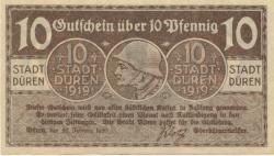 Düren - Stadt - 20.2.1920 - 10 Pfennig