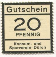 Düren - Konsum- und Sparverein - -- - 20 Pfennig