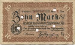 Düsseldorf - Provinzialverband der Rheinprovinz - 20.10.1918 - 1.2.1919 - 10 Mark 