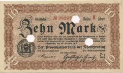 Düsseldorf - Provinzialverband der Rheinprovinz - 20.10.1918 - 1.2.1919 - 10 Mark