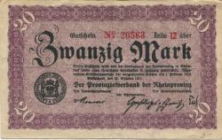 Düsseldorf - Provinzialverband der Rheinprovinz - 20.10.1918 - 1.2.1919 - 20 Mark
