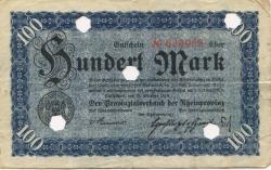 Düsseldorf - Provinzialverband der Rheinprovinz - 20.10.1918 - 1.2.1919 - 100 Mark 