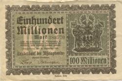 Düsseldorf - Landesbank der Rheinprovinz - 15.9.1923 - 100 Millionen Mark
