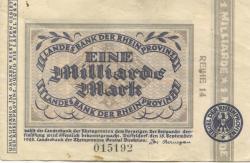 Düsseldorf - Landesbank der Rheinprovinz - 15.9.1923 - 1.4.1924 - 1 Milliarde Mark 